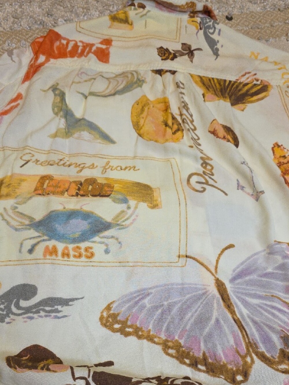 We The Free White Soft Short-Sleeve Button-Down with Coastal Print XS - Picture 14 of 15